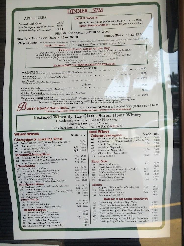 Bobby's Restaurant & Lounge Menu image 1